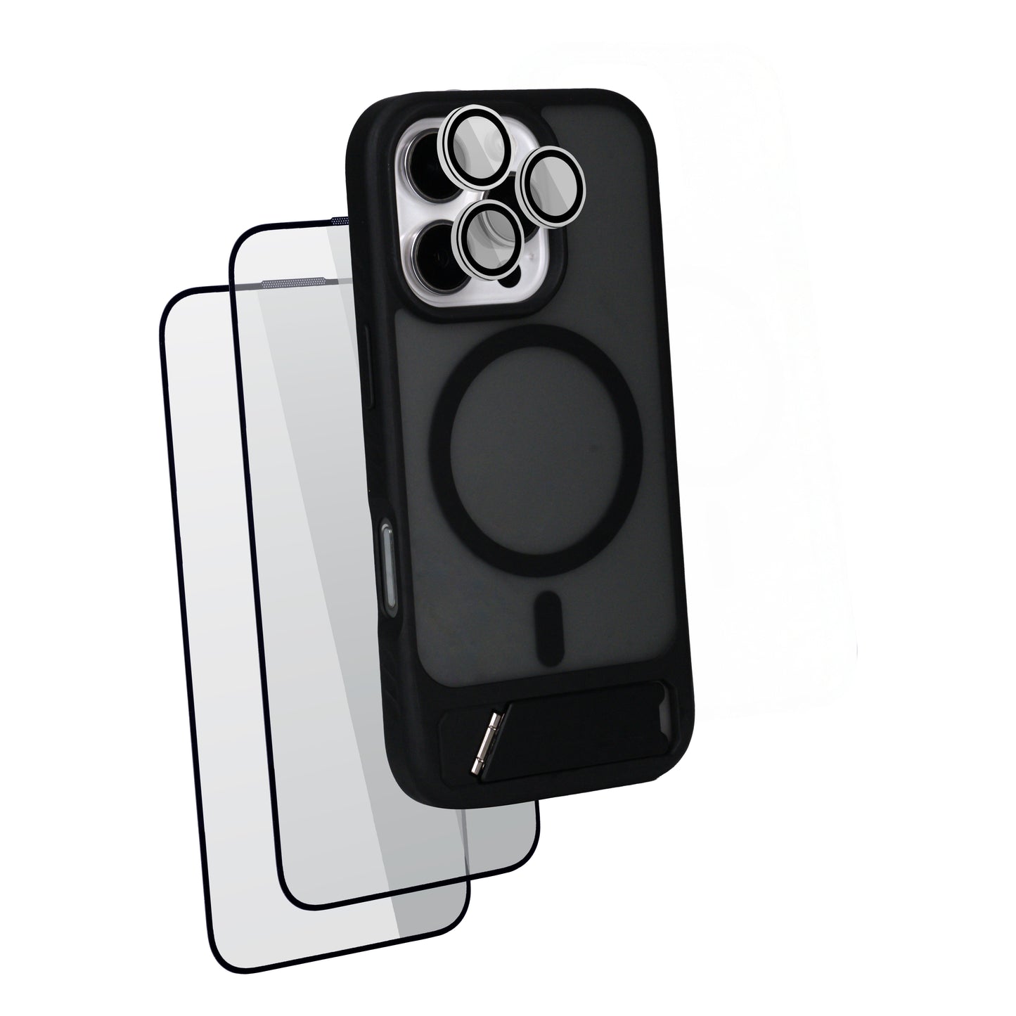 iHusle Premium Matte Stand Combo = Premium Matte Stand Case + Camera Protector Lens + 2 Anti-Static HD Screen Protector