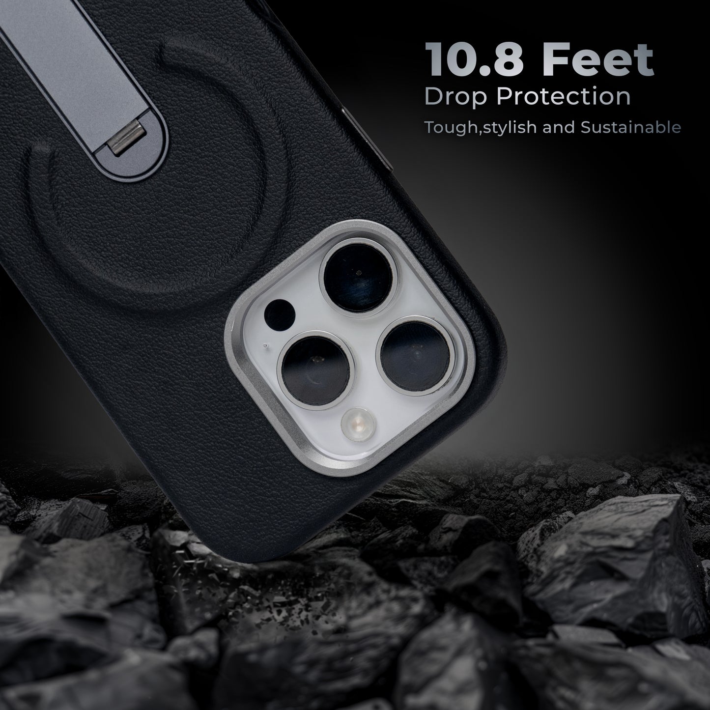 iHusle MagSafe Leather Stand Combo = MagSafe Leather Stand Case + Camera Protector Lens + 2 Anti-Static HD Screen Protector