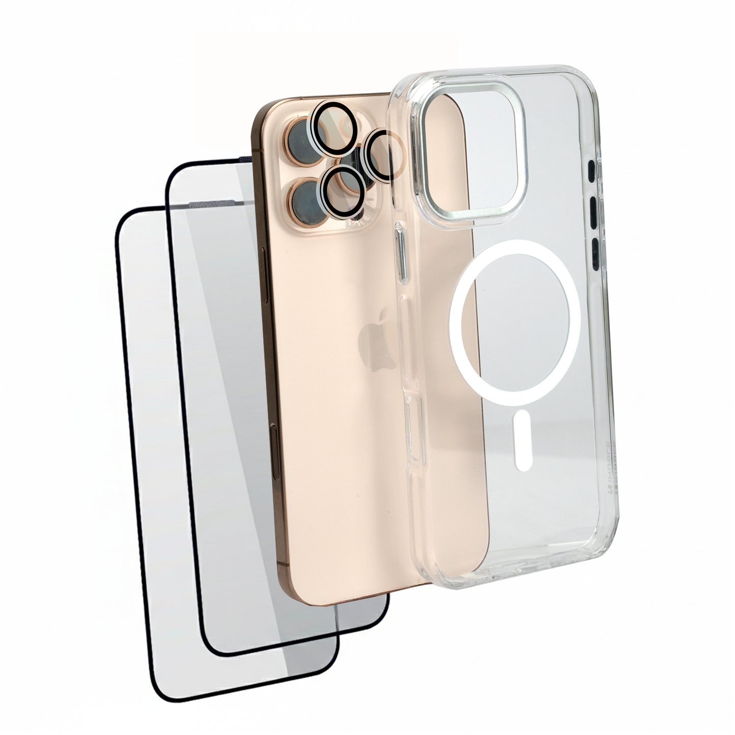 OG iHusle Combo = Premium Transparent Case + Camera Protector Lens + 2 Anti-Static HD Screen Protector/ Privacy Screen Guard