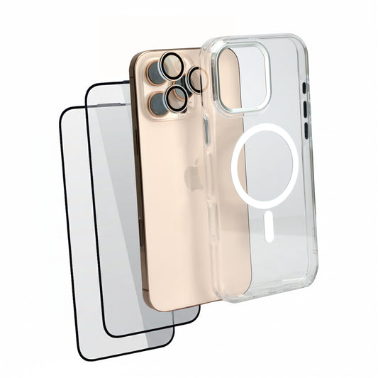 OG iHusle Combo = Premium Transparent Case + Camera Protector Lens + 2 Anti-Static HD Screen Protector/ Privacy Screen Guard