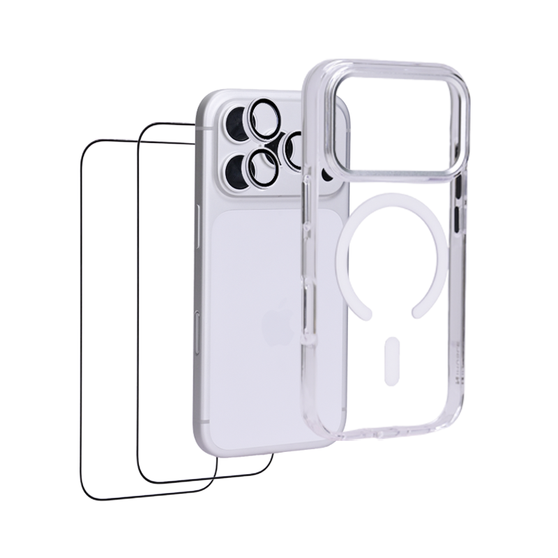 OG iHusle Combo Version 2 = Premium Transparent Case + Camera Protector Lens + 2 Anti-Static HD Screen Protector/ Privacy Screen Guard