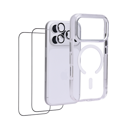 OG iHusle Combo Version 2 = Premium Transparent Case + Camera Protector Lens + 2 Anti-Static HD Screen Protector/ Privacy Screen Guard