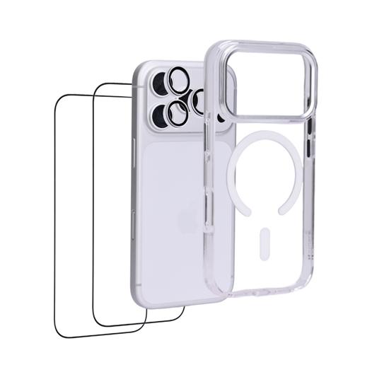 OG iHusle Combo Version 2 = Premium Transparent Case + Camera Protector Lens + 2 Anti-Static HD Screen Protector/ Privacy Screen Guard